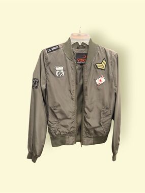 Yoki Olive Green Patchwork Bomber Jacket
